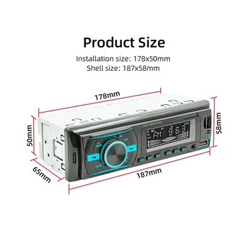 Único Carro Din de Áudio do Carro de Bluetooth Receptor Estéreo com Display LCD, Rádio AM/FM MP3 USB, Leitor SD AUX de Controle de APLICATIVO